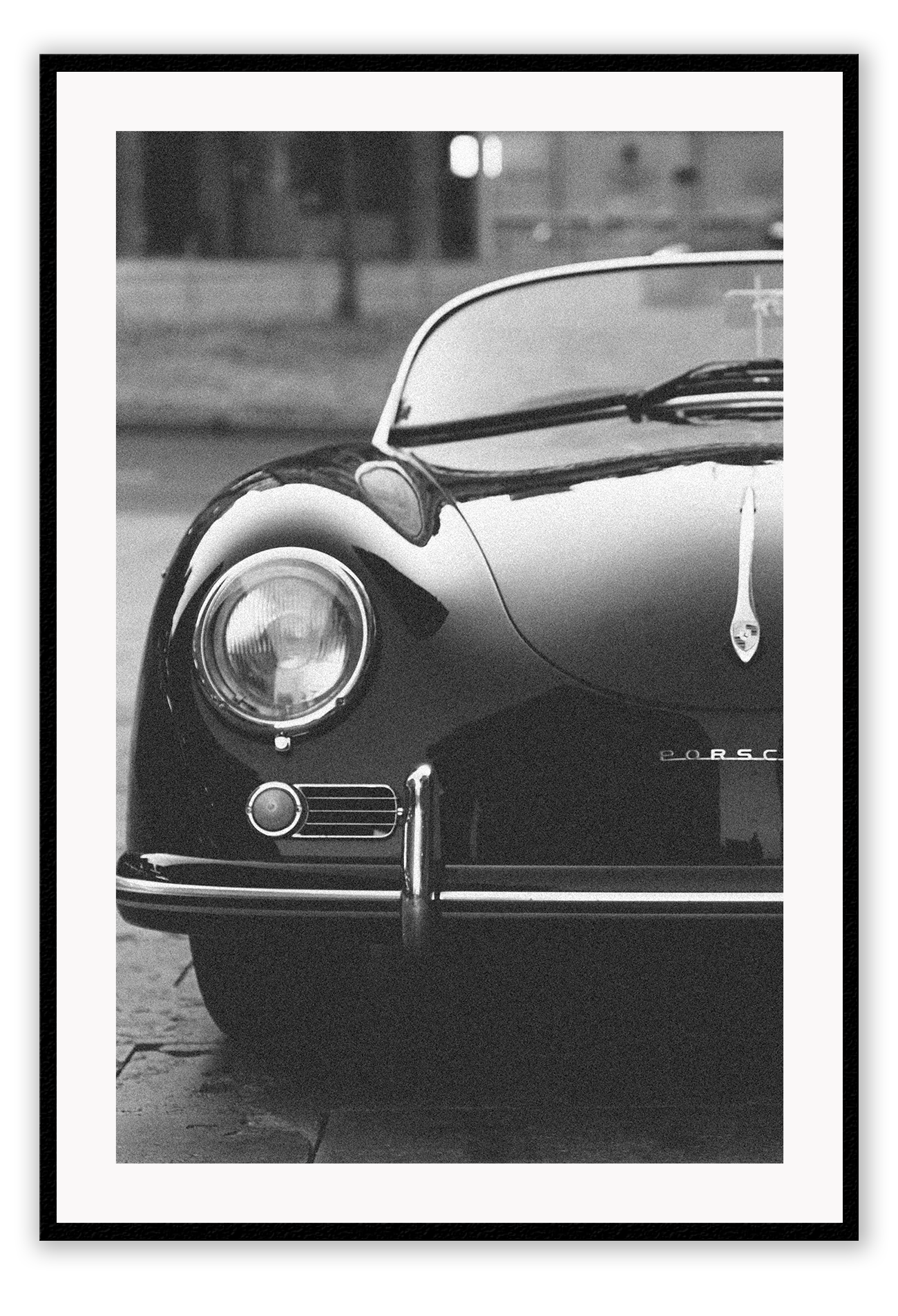 Car print black and white half car vintage iconic retro 