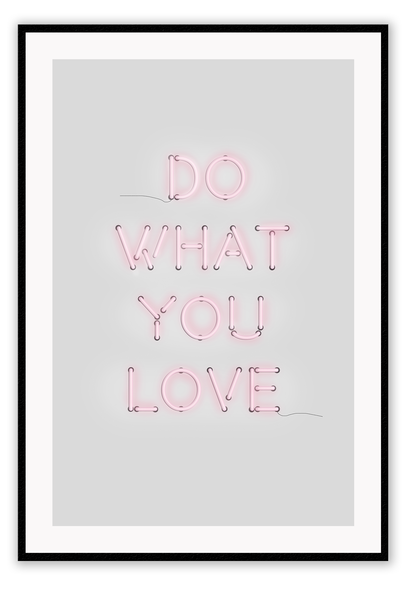 A neon pink typography wall art with Do what you love wrinting / lighting installation art