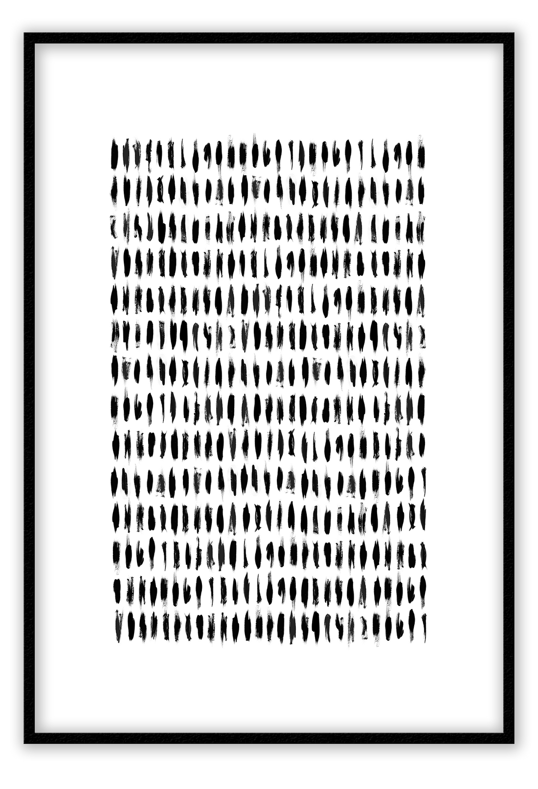 Scandi minimal style print with small uneven black lines all over a white background 