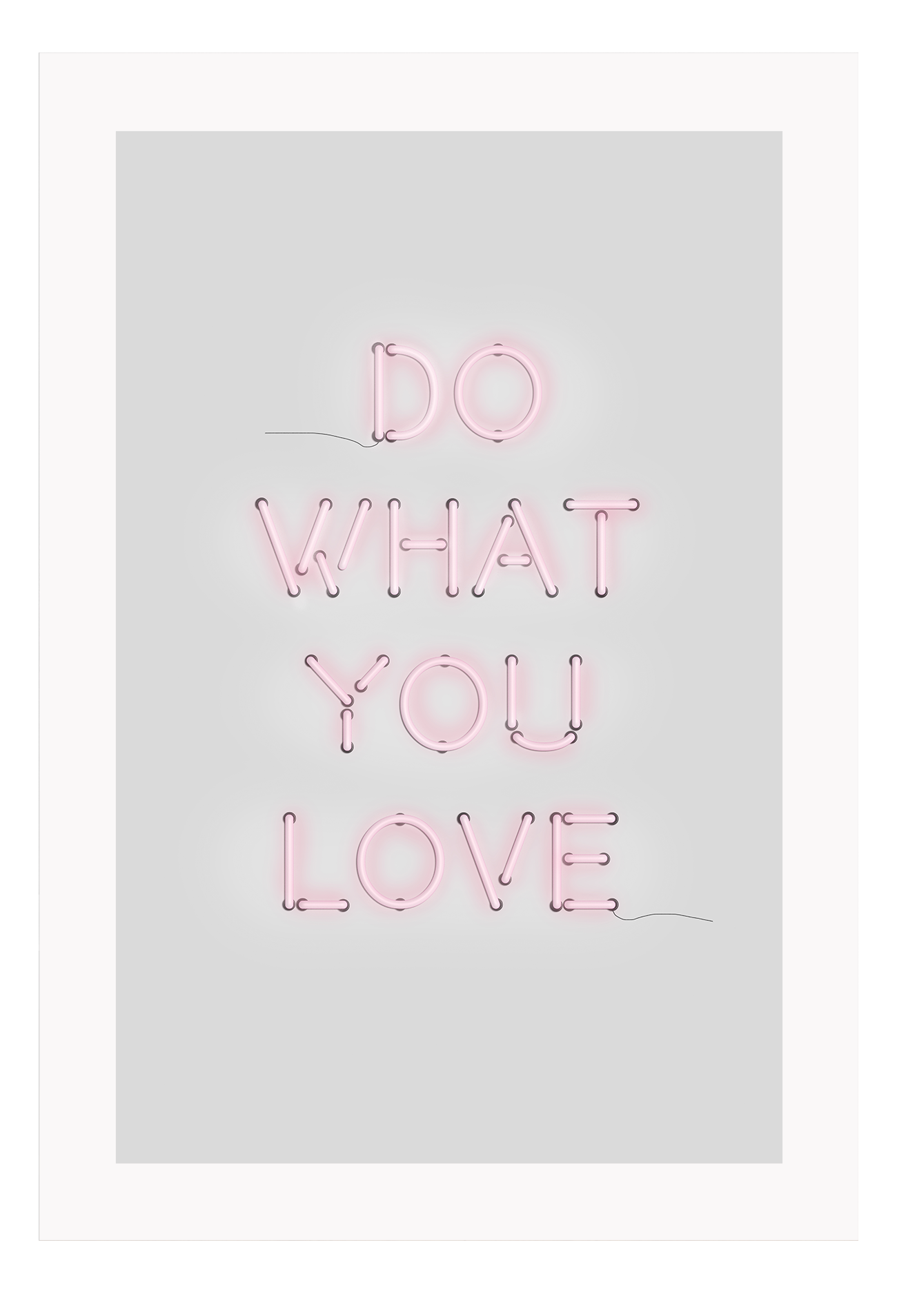 A neon pink typography wall art with Do what you love wrinting / lighting installation art