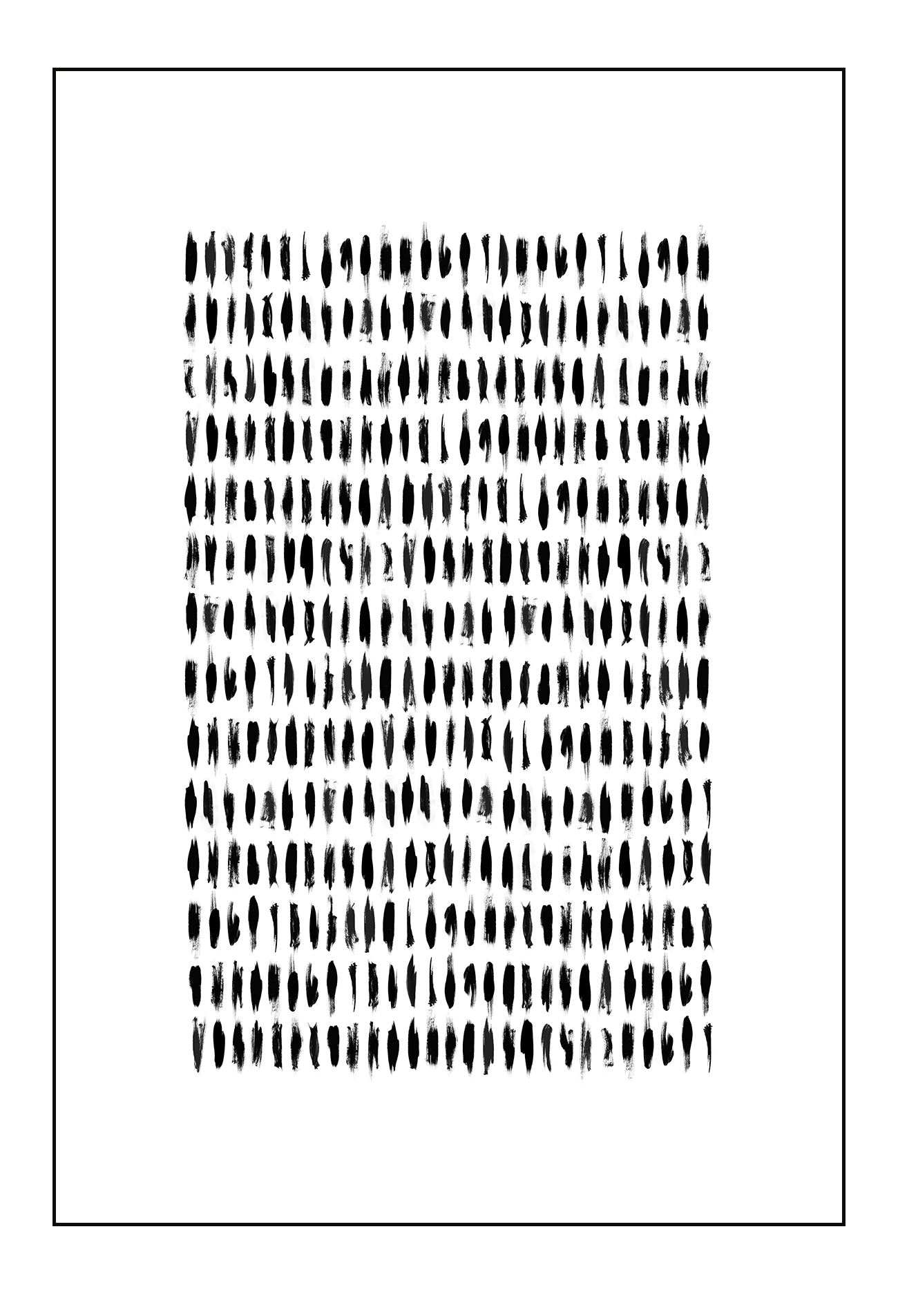 Scandi minimal style print with small uneven black lines all over a white background 