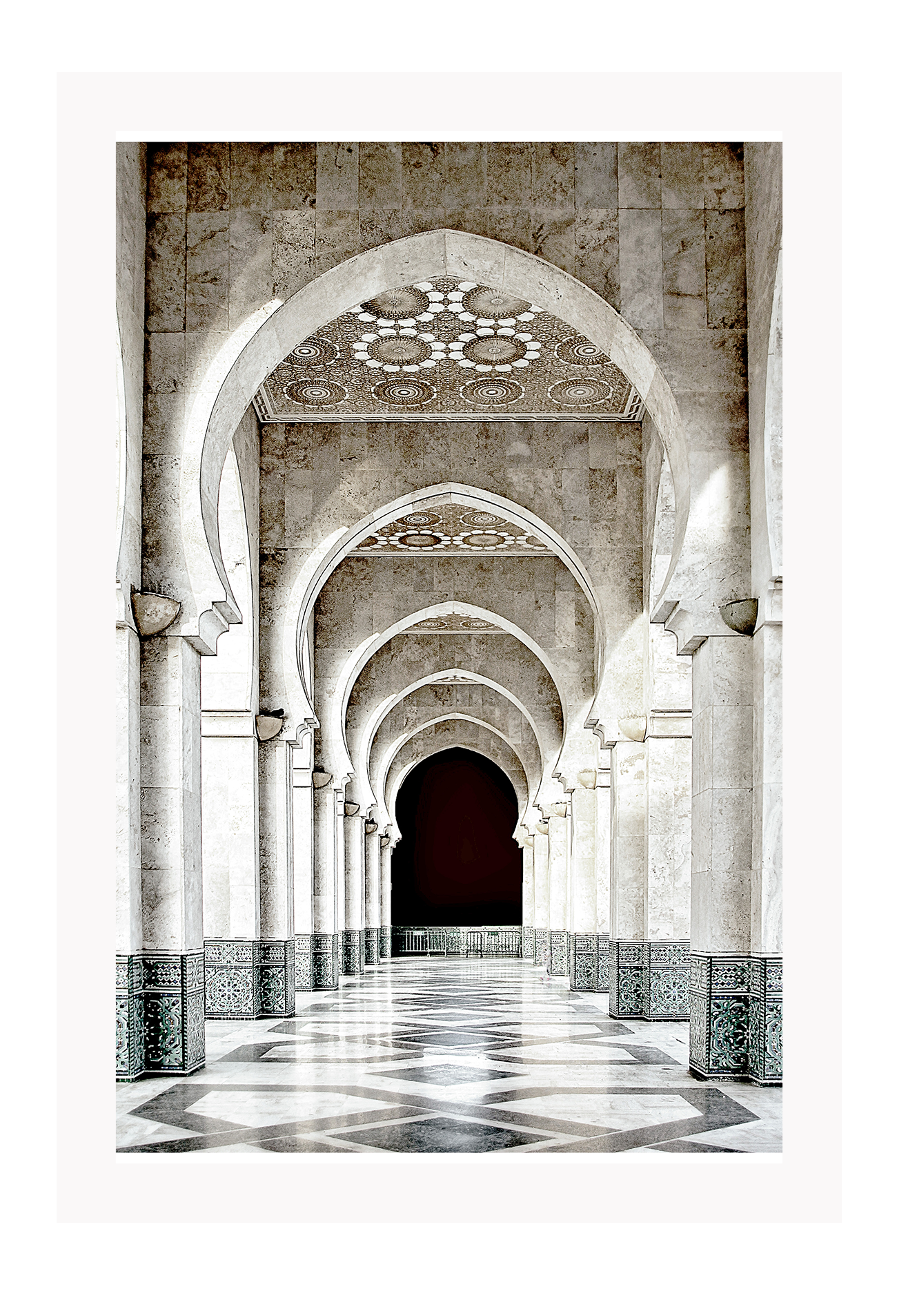 Urban print morocco india architecture archways hallway neutral tones 