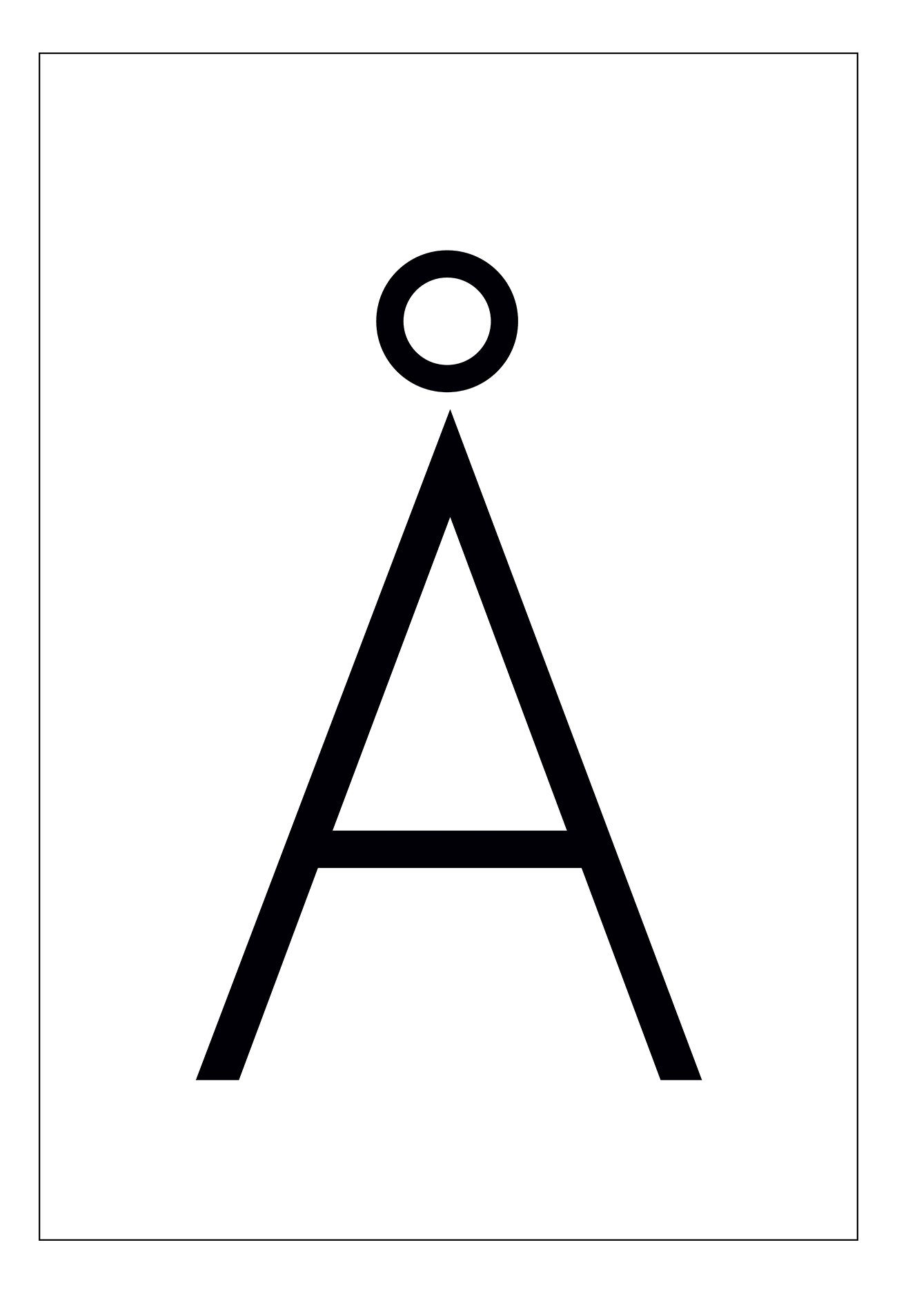 alpha A framed art print, minimal scandi black and white typography