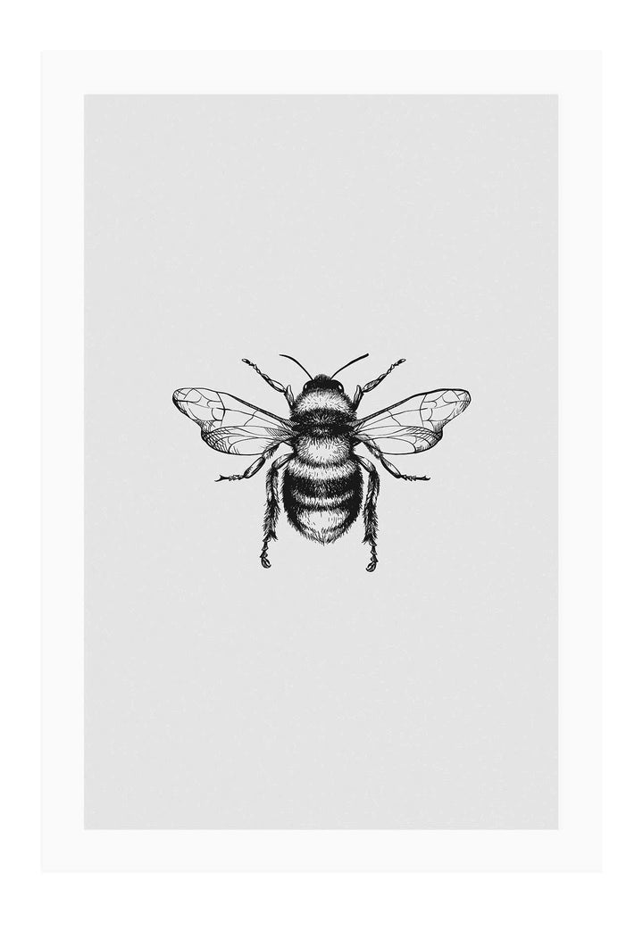 bee art framed print black Gold brass minimal natural modern style black background