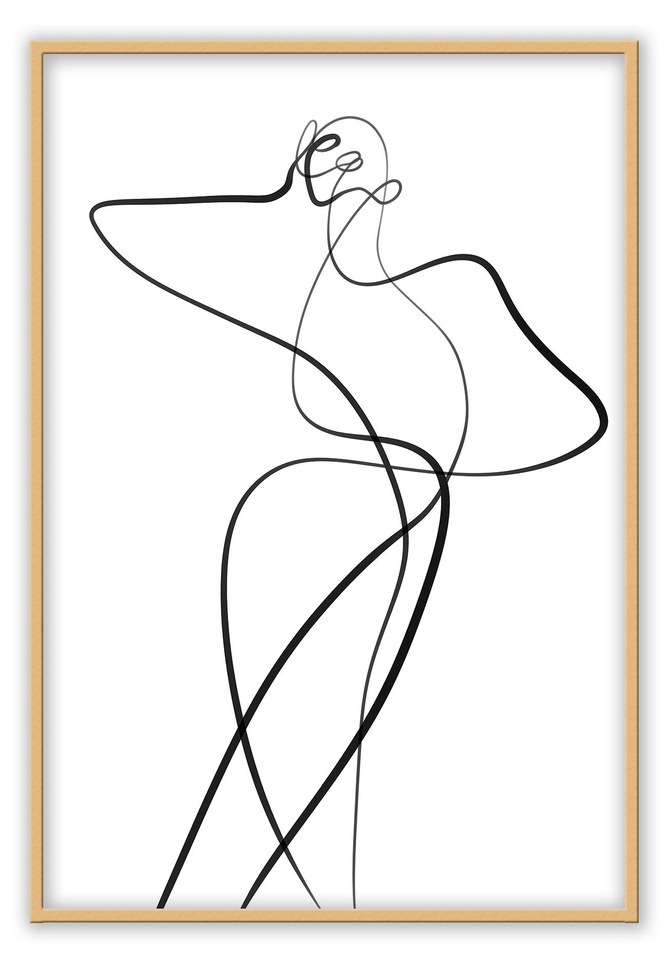 Line art minimal scandi portrait print outline shape woman hand body sexy bedroom black line on white background.