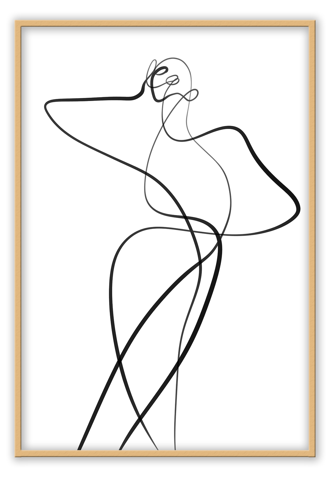 Line art minimal scandi portrait print outline shape woman hand body sexy bedroom black line on white background.