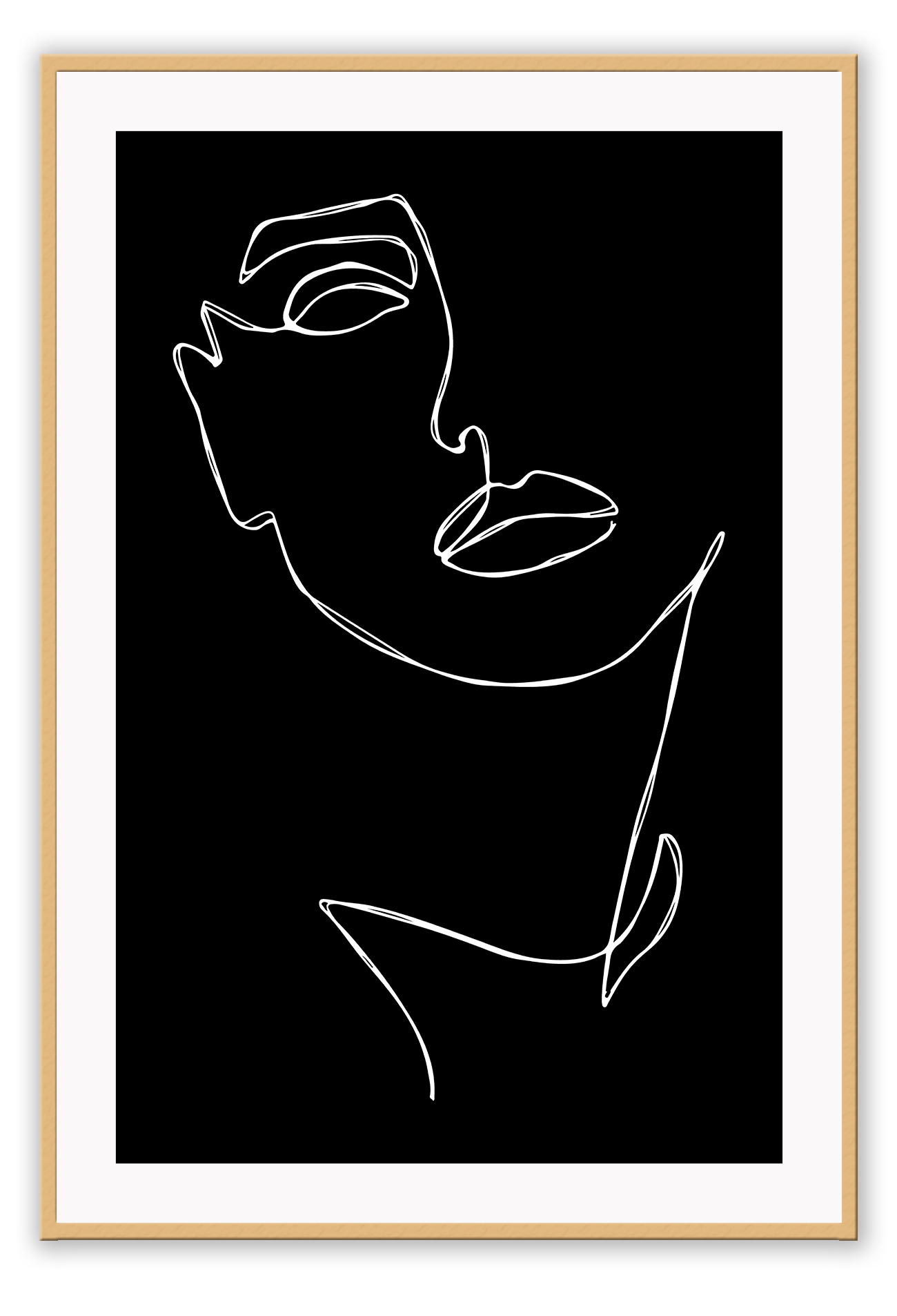 Line art minimal black and white face woman white line face outline