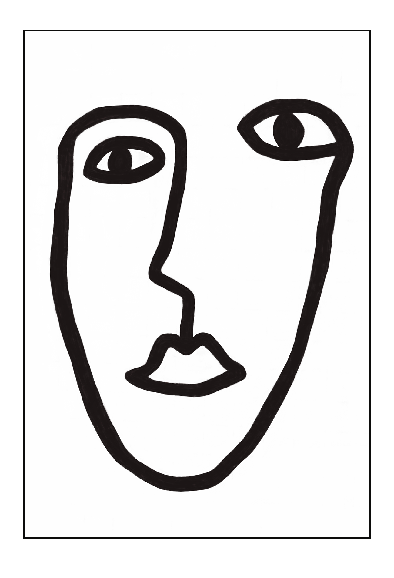 Abstract black and white line art of face and eye person close-up minimal 