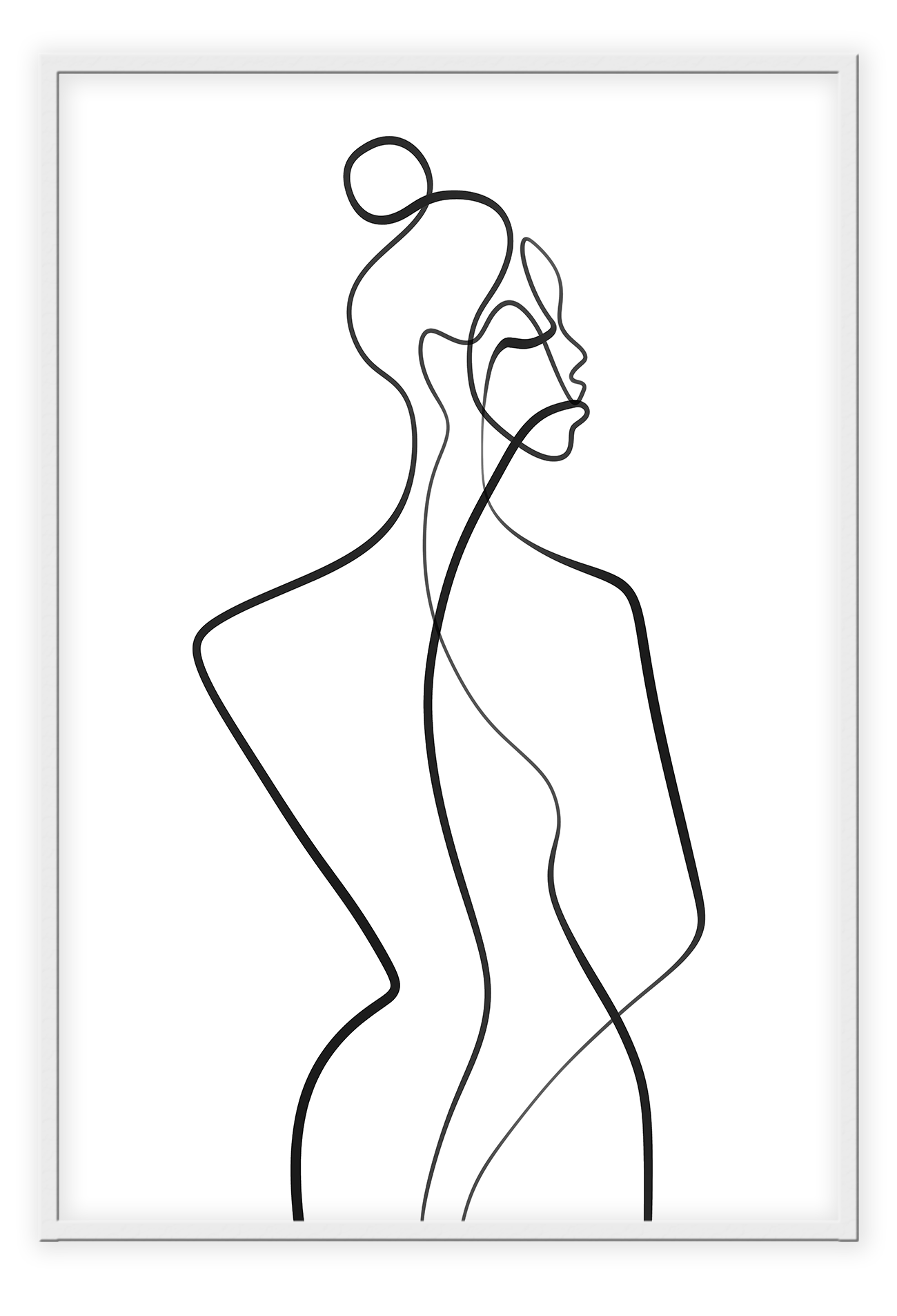 Line art minimal scandi portrait print outline shape woman hand body sexy bedroom black line on white background.