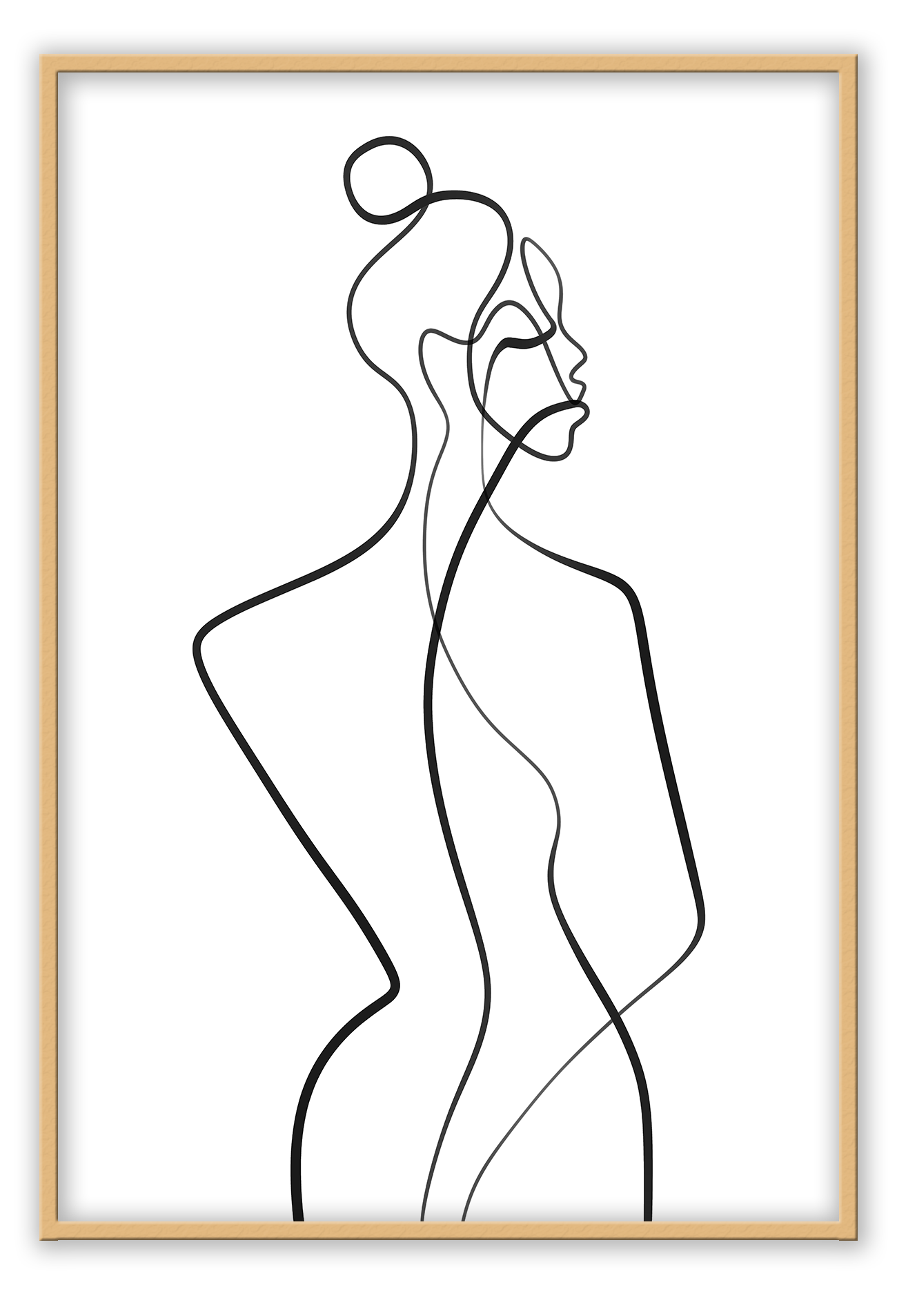 Line art minimal scandi portrait print outline shape woman hand body sexy bedroom black line on white background.
