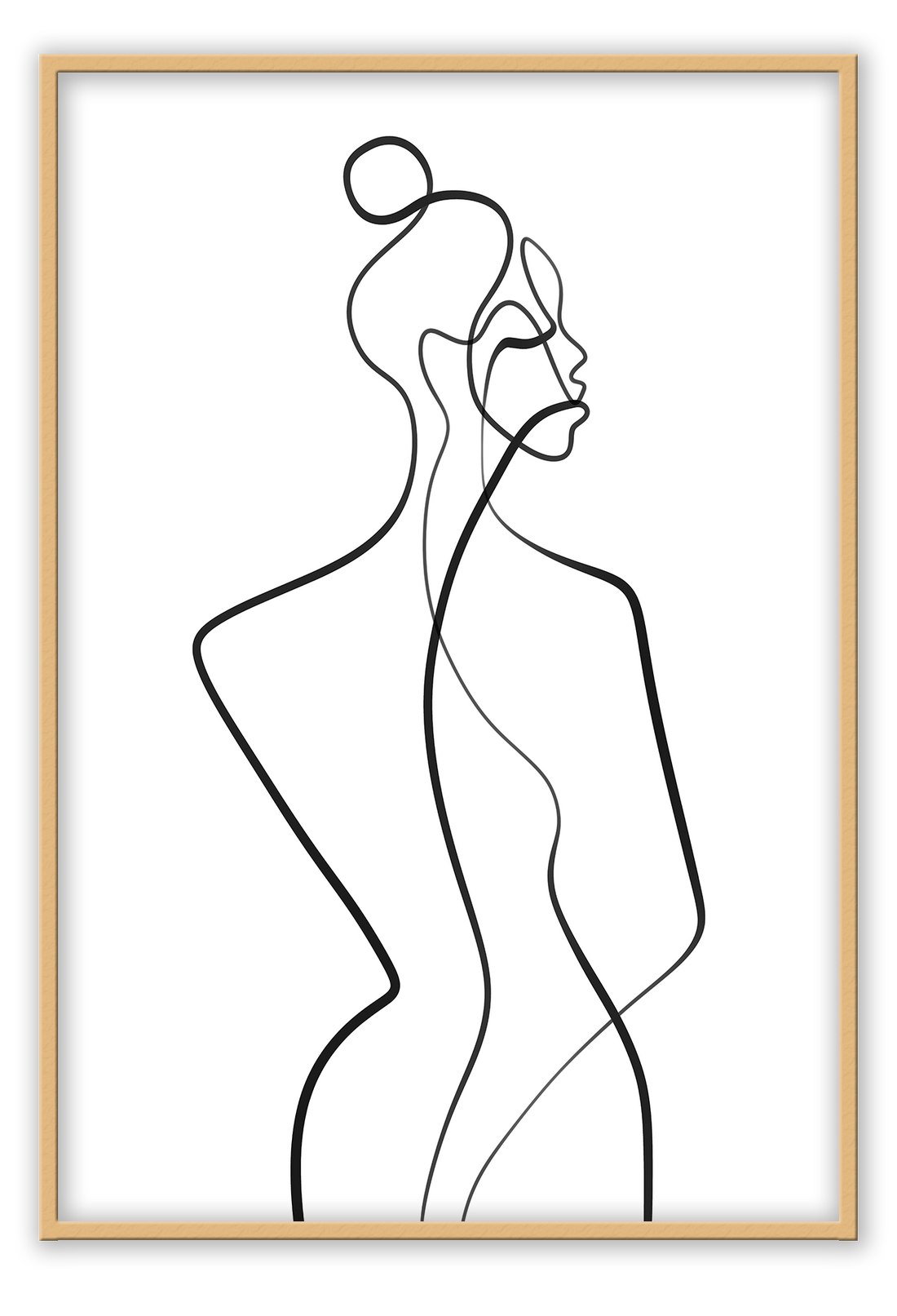 Line art minimal scandi portrait print outline shape woman hand body sexy bedroom black line on white background.