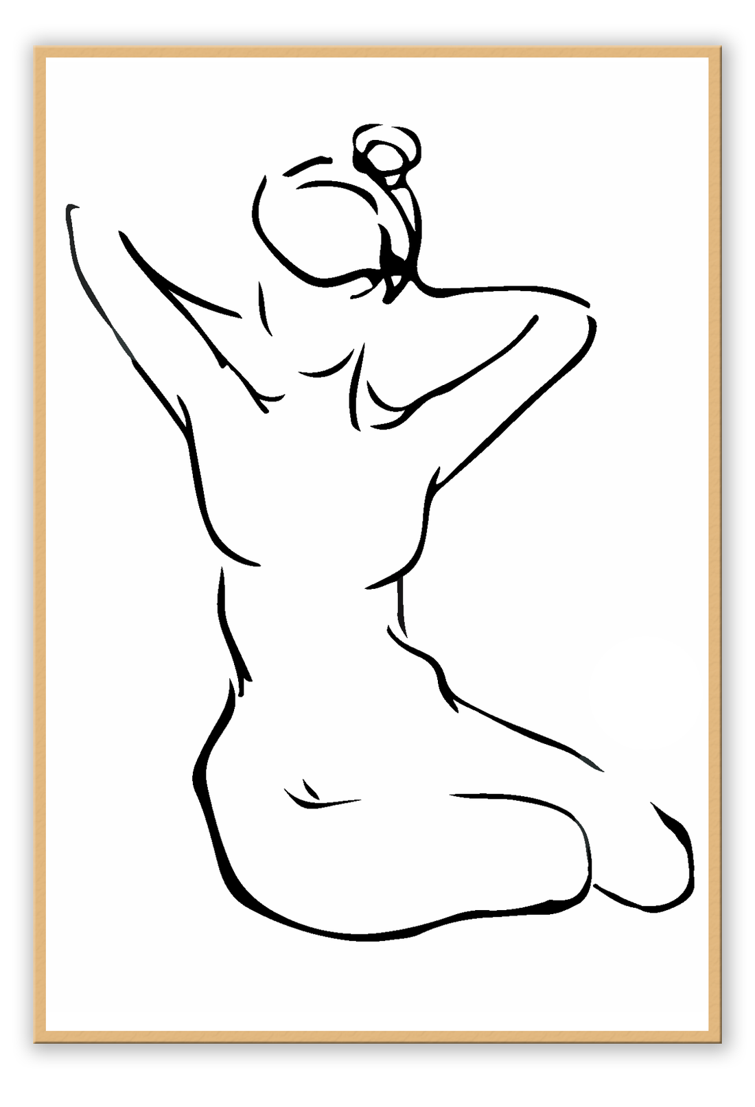 Sketch line art of woman from behind nude in black on white background bedroom d≈Ωcor