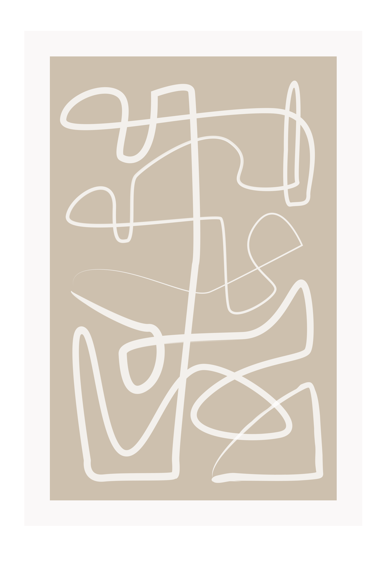 Neutral print beige and white squiggle line minimal style abstract modern
