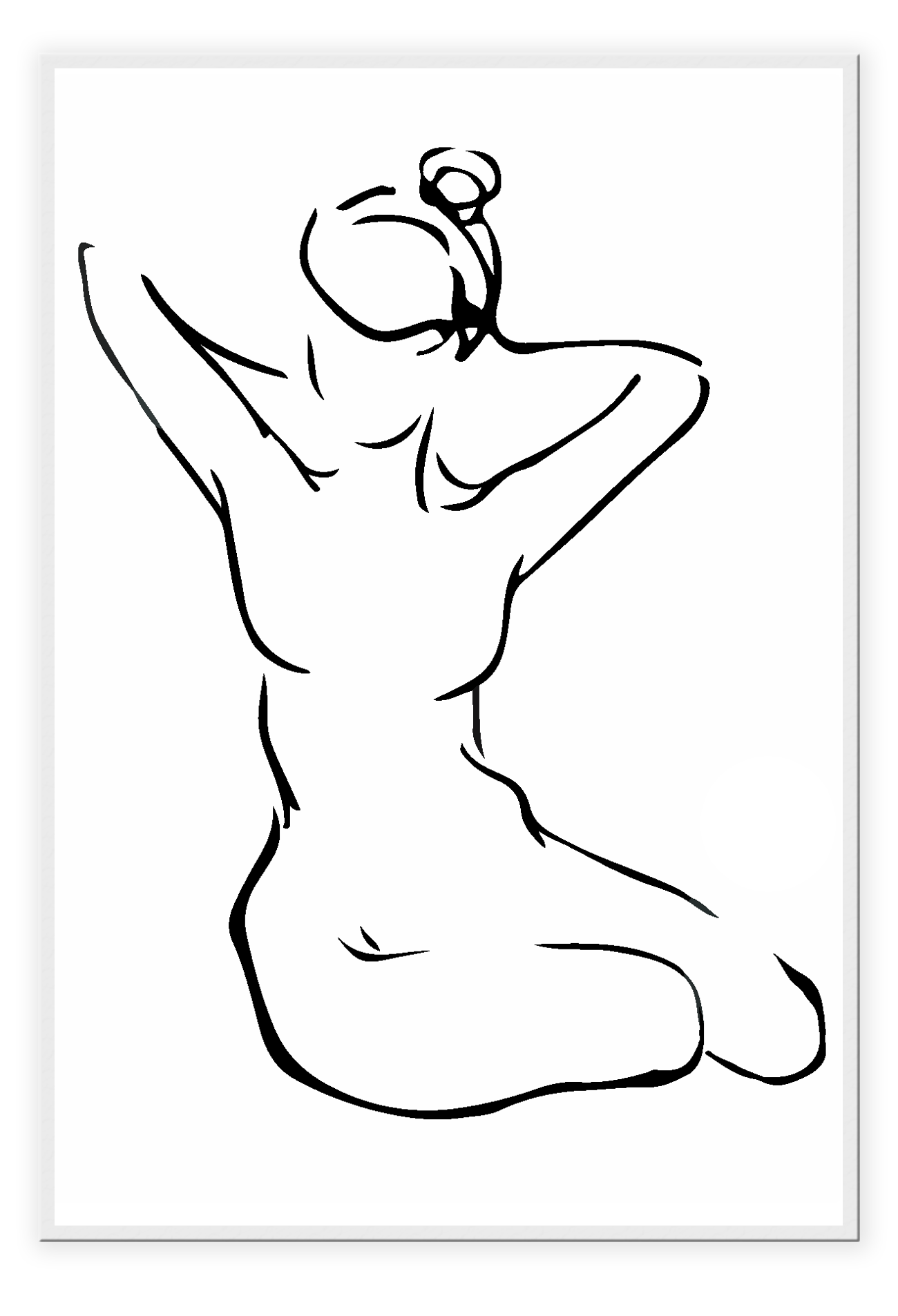Sketch line art of woman from behind nude in black on white background bedroom d≈Ωcor